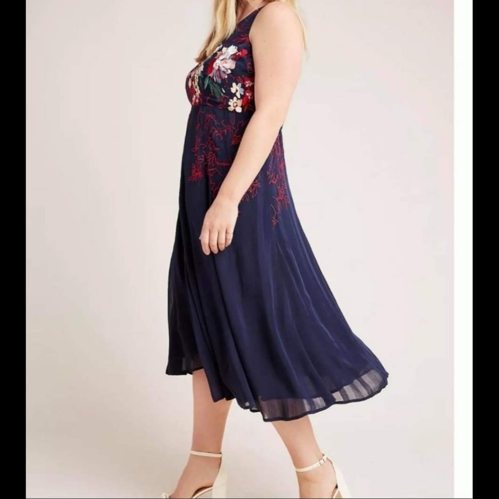Anthropologie Tanzine EMBROIDERED midi dress size 2
